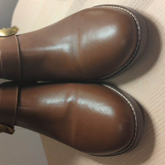 SOLD NWOT Coach Tall Brown Zip Up Leather Riding Boots - Picture 2 of 14